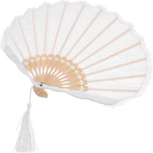 Alipis Spain Makeup lace Fan Portable Fan Portable Props White Manual Lace Folding Fan Hand Fans Decorative Flower Japanese-Style Foldable Folding Fan Miss Wedding Vintage Handheld Fan in Saudi Arabia