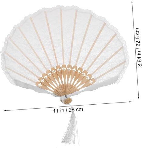 Alipis Spain Makeup lace Fan Portable Fan Portable Props White Manual Lace Folding Fan Hand Fans Decorative Flower Japanese-Style Foldable Folding Fan Miss Wedding Vintage Handheld Fan in Saudi Arabia