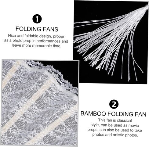 Alipis Spain Makeup lace Fan Portable Fan Portable Props White Manual Lace Folding Fan Hand Fans Decorative Flower Japanese-Style Foldable Folding Fan Miss Wedding Vintage Handheld Fan in Saudi Arabia