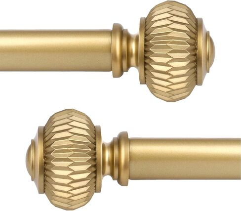 KNOBWELL 2 Pack Empyrean Grace Golden Curtain Rod, 22-42 in, Brass Single Rod with Ball Finials, 1" Single Rod Window Treatment Rod Drapery Rod in Kuwait