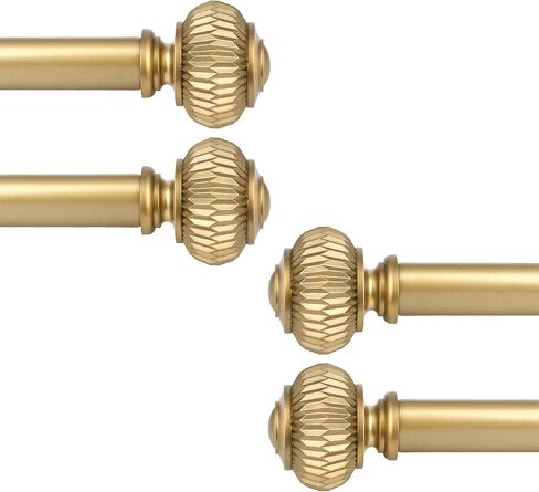 KNOBWELL 2 Pack Empyrean Grace Golden Curtain Rod, 22-42 in, Brass Single Rod with Ball Finials, 1" Single Rod Window Treatment Rod Drapery Rod in Kuwait
