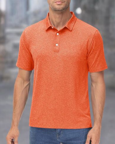 MAGCOMSEN Men's Short-Sleeve Polo,Golf Shirts for Men 3-Button Moisture Wicking,Athletic Casual Collared T-Shirt in Kuwait