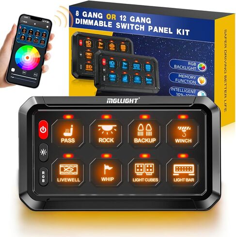 8 Gang Switch Panel Strobe Momentary Toggle Control Panel Box for Multiple Light on SUV RV ATV Offroad Camper Van Boat Waterproof, 2 Years Warranty in Saudi Arabia