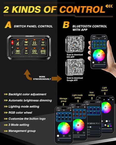 8 Gang Switch Panel Strobe Momentary Toggle Control Panel Box for Multiple Light on SUV RV ATV Offroad Camper Van Boat Waterproof, 2 Years Warranty in Saudi Arabia