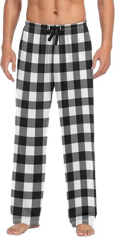 Buffalo Plaid Mens Pajama Pants with Pockets Drawstring Lounge Pants Pajama Bottoms Men Sleep PJ Pants for Men in Saudi Arabia