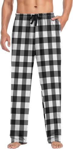 Buffalo Plaid Mens Pajama Pants with Pockets Drawstring Lounge Pants Pajama Bottoms Men Sleep PJ Pants for Men in Saudi Arabia