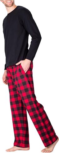 طقم بيجامة رجالي ملابس نوم Pjs خفيف الوزن وأكمام طويلة وقمصان ذات رقبة مستديرة وقيعان أطقم نوم ناعمة ومريحة in Kuwait