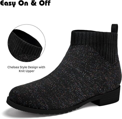IceUnicorn Girls Chelsea Boots Knit Sock Ankle Boots Slip On Short Booties Girls Low Heel Boots for Little Kid/Big Kid in Kuwait