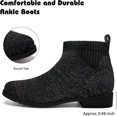 IceUnicorn Girls Chelsea Boots Knit Sock Ankle Boots Slip On Short Booties Girls Low Heel Boots for Little Kid/Big Kid in Kuwait