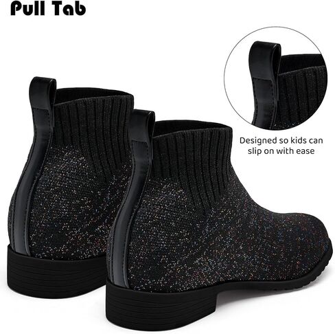IceUnicorn Girls Chelsea Boots Knit Sock Ankle Boots Slip On Short Booties Girls Low Heel Boots for Little Kid/Big Kid in Kuwait