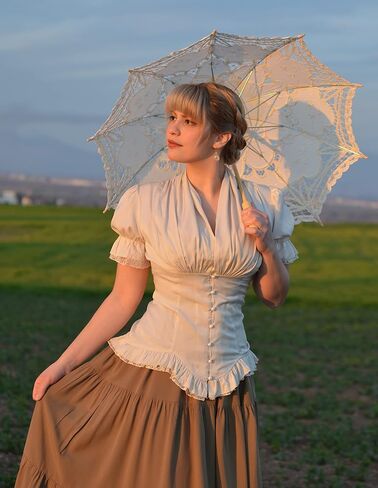 Scarlet Darkness Womens Work Tops Elegant Renaissance Pirate Shirt Short Sleeve Victorian Peasant Blouses in Saudi Arabia