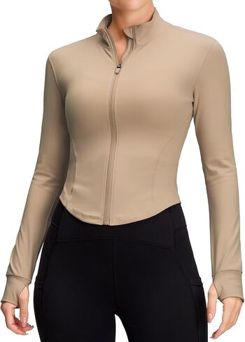 سترة رياضية بسحاب للسيدات من QUEENIEKE، سترة مقصوصة بقصة ضيقة للنساء للتمرين بسحاب للنساء باللون الأسود مقاس XL in Kuwait