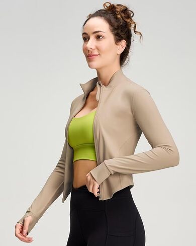 سترة رياضية بسحاب للسيدات من QUEENIEKE، سترة مقصوصة بقصة ضيقة للنساء للتمرين بسحاب للنساء باللون الأسود مقاس XL in Kuwait