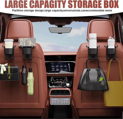 2 PCS Multifunctional Hooks for Car Seat Back, Back Seat Cup Holder with Hooks, 3 in 1 Durable Materials Seat Headrest Cup Holder Hook, Universal for Most Cars Trucks SUVs (Black) in Saudi Arabia