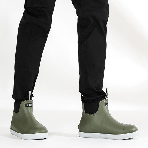 Men's Deck Boots, Waterproof Ankle Rain Boots Men Anti-Slip Traction, Outdoor Rubber Fishing Garden Boots High-Performance Shoes for Farming in Kuwait