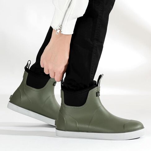 Men's Deck Boots, Waterproof Ankle Rain Boots Men Anti-Slip Traction, Outdoor Rubber Fishing Garden Boots High-Performance Shoes for Farming in Kuwait