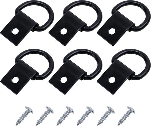 CHANGE MOORE 6Pcs D Ring Tie Down Anchors, Tie Downs for Kayak Track Mount, Stainless Steel Trailer Tie Downs, Black D Ring with Screws, Tie Down Rings for Trailer, Truck Bed, RV, Warehouse in Kuwait
