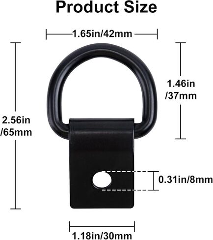 CHANGE MOORE 6Pcs D Ring Tie Down Anchors, Tie Downs for Kayak Track Mount, Stainless Steel Trailer Tie Downs, Black D Ring with Screws, Tie Down Rings for Trailer, Truck Bed, RV, Warehouse in Kuwait