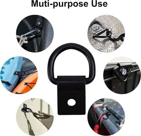 CHANGE MOORE 6Pcs D Ring Tie Down Anchors, Tie Downs for Kayak Track Mount, Stainless Steel Trailer Tie Downs, Black D Ring with Screws, Tie Down Rings for Trailer, Truck Bed, RV, Warehouse in Kuwait