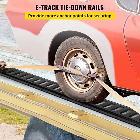 VEVOR E-Track Tie-Down Rail, 8FT Steel Rails 4Pcs, Standard 1" x 2.5" Slots Compatible with O-Rings & D-Rings & Tie-Offs & Ratchet Straps & Hooked Chains, for Cargo Heavy Equipment Securing in Saudi Arabia