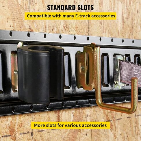 VEVOR E-Track Tie-Down Rail, 8FT Steel Rails 4Pcs, Standard 1" x 2.5" Slots Compatible with O-Rings & D-Rings & Tie-Offs & Ratchet Straps & Hooked Chains, for Cargo Heavy Equipment Securing in Saudi Arabia