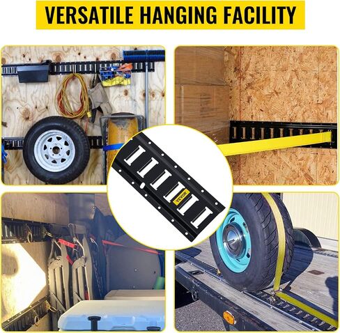 VEVOR E-Track Tie-Down Rail, 8FT Steel Rails 4Pcs, Standard 1" x 2.5" Slots Compatible with O-Rings & D-Rings & Tie-Offs & Ratchet Straps & Hooked Chains, for Cargo Heavy Equipment Securing in Saudi Arabia