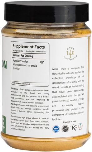 Bixa Botanical Bitter Melon Extract 5% Bitters| Normal Blood Levels | Skin & Blood Oxygenation | 60 Veg Capsules(450mg) in Kuwait