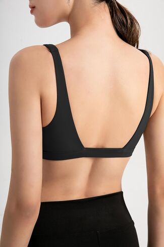 INIBUD Sports Bra for Women V-Neck Triangle Bralettes with Open Back Push Up Workout Top Padded Light Support in Saudi Arabia