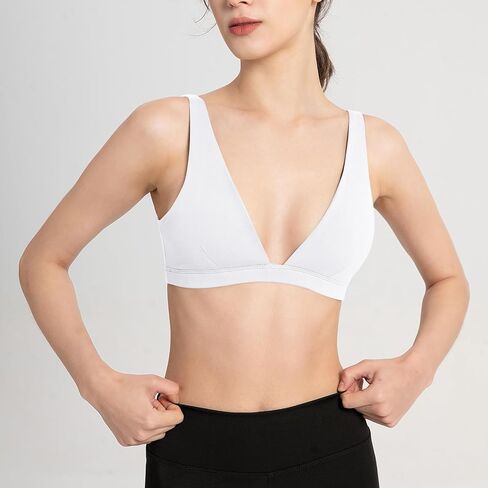 INIBUD Sports Bra for Women V-Neck Triangle Bralettes with Open Back Push Up Workout Top Padded Light Support in Saudi Arabia