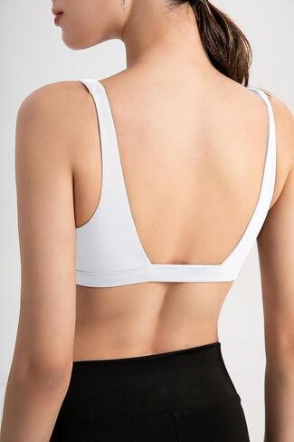 INIBUD Sports Bra for Women V-Neck Triangle Bralettes with Open Back Push Up Workout Top Padded Light Support in Saudi Arabia