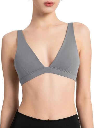 INIBUD Sports Bra for Women V-Neck Triangle Bralettes with Open Back Push Up Workout Top Padded Light Support in Saudi Arabia