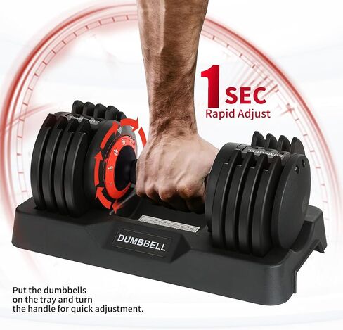25 lbs Pair Adjustable Dumbbell, Fast Adjust Dumbbell Weight for Exercises Pair Dumbbells for Men and Women in Home Gym Workout Equipment, Dumbbell with Tray Suitable for Full Body in Saudi Arabia