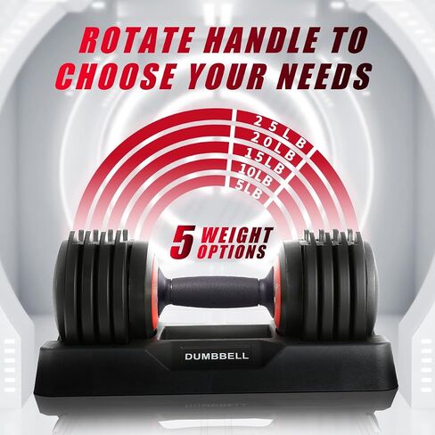 25 lbs Pair Adjustable Dumbbell, Fast Adjust Dumbbell Weight for Exercises Pair Dumbbells for Men and Women in Home Gym Workout Equipment, Dumbbell with Tray Suitable for Full Body in Saudi Arabia