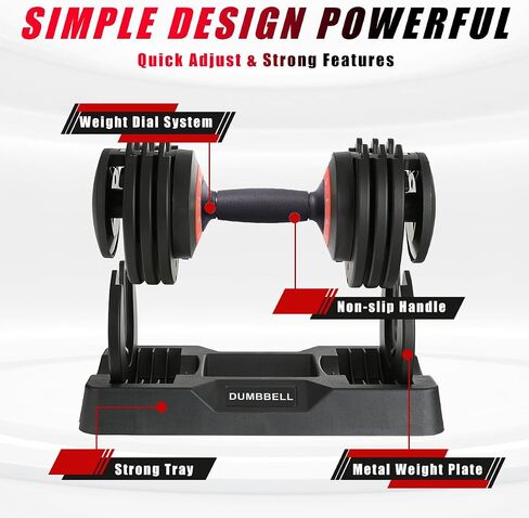 25 lbs Pair Adjustable Dumbbell, Fast Adjust Dumbbell Weight for Exercises Pair Dumbbells for Men and Women in Home Gym Workout Equipment, Dumbbell with Tray Suitable for Full Body in Saudi Arabia