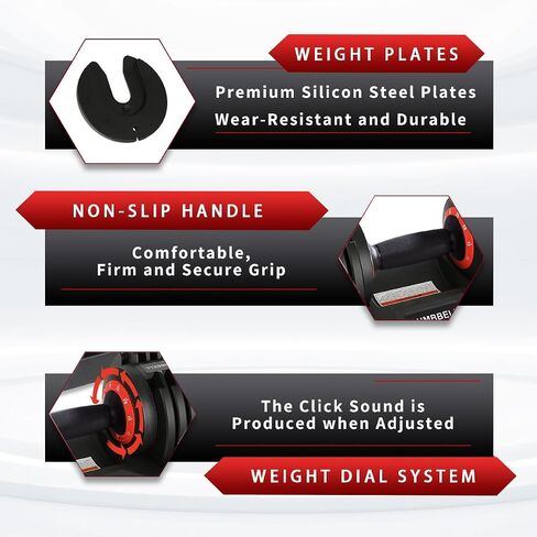 25 lbs Pair Adjustable Dumbbell, Fast Adjust Dumbbell Weight for Exercises Pair Dumbbells for Men and Women in Home Gym Workout Equipment, Dumbbell with Tray Suitable for Full Body in Saudi Arabia