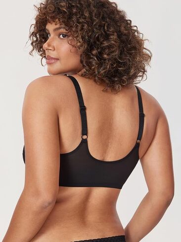 DELIMIRA Women's Front Closure Lace Sheer Bras Plus Size Full Coverage Sexy Plunge Underwire Unlined Bra in Kuwait