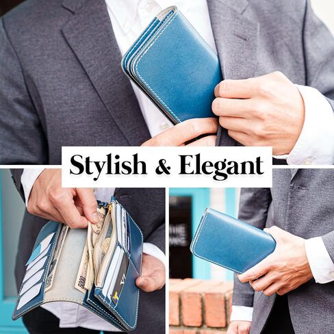 The Finest Tochigi Mens Long Leather Wallet Tochigi Leather Bifold Large Capacity Book Wallet Business Travel Big Compartment Card Holder Made in Japan (Black) in Saudi Arabia