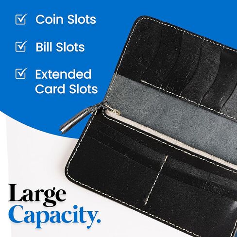 The Finest Tochigi Mens Long Leather Wallet Tochigi Leather Bifold Large Capacity Book Wallet Business Travel Big Compartment Card Holder Made in Japan (Black) in Saudi Arabia