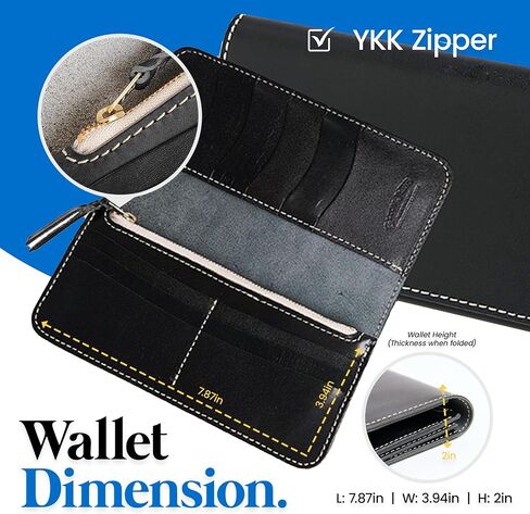 The Finest Tochigi Mens Long Leather Wallet Tochigi Leather Bifold Large Capacity Book Wallet Business Travel Big Compartment Card Holder Made in Japan (Black) in Saudi Arabia
