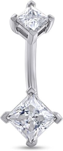 SAVEARTH DIAMONDS 1 1/2 Carat Princess Cut Lab Created Moissanite Diamond Belly Button Navel Rings Body Piercing Jewelry For Women In 14K Gold Over Sterling Silver (VVS1, 1.50 Cttw) in Saudi Arabia