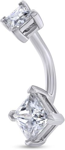 SAVEARTH DIAMONDS 1 1/2 Carat Princess Cut Lab Created Moissanite Diamond Belly Button Navel Rings Body Piercing Jewelry For Women In 14K Gold Over Sterling Silver (VVS1, 1.50 Cttw) in Saudi Arabia