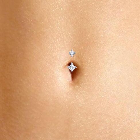 SAVEARTH DIAMONDS 1 1/2 Carat Princess Cut Lab Created Moissanite Diamond Belly Button Navel Rings Body Piercing Jewelry For Women In 14K Gold Over Sterling Silver (VVS1, 1.50 Cttw) in Saudi Arabia