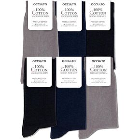 Occulto Men 100% Cotton Dress Socks Pack of 6 (model: Roland)