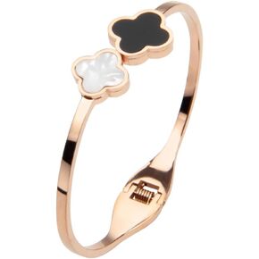 18K Gold Plated Four Leaf Clover Bracelet for Women. Trendy Clover Women's Gold Bracelet. Best Clover Bracelet Jewelry Gift for Women.