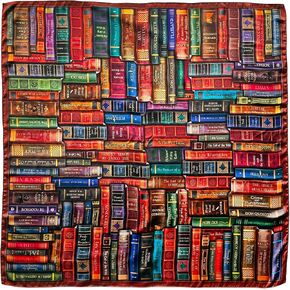 Universal Zone Bookshelf Square Scarf: Literary Scarf with Classic Book Titles, Book Lover Gift, Literary Shawl, Bookish Accessory, Librarian Gift