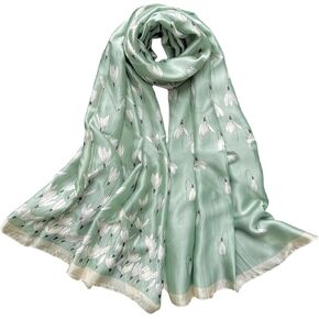MINIDORA Silk Feeling Lightweight Scarves for Women Long Elegant Floral Pattern Head Wrap Shawls