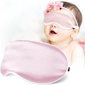 Natural Mulberry Silk Sleep Mask for Baby，Adjustable Velcro Strap Cute Silk Eye Cover for Newborns，Breathable Super-Smooth Blackout Eye mask for Snug Sunbathing, Outdoor, Nap