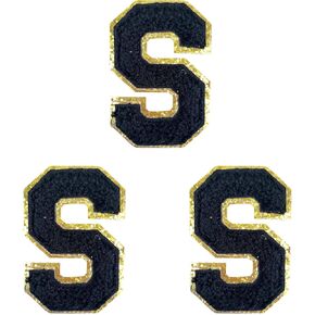 3PCS Chenille Iron on Letter Patches for Clothing, 3.15 Inch Preppy Varsity Glitters Letters Patch Sew On Repair Alphabet Patches for Fabric Jeans Hats Bags Shoes DIY Craft (Letter A)