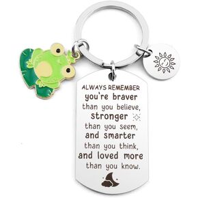 Inspirational Frog Keychain, Stainless Steel, Unisex, Birthday Gift for Frog Lovers