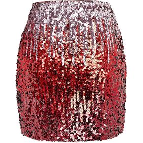 Century Star Sequin Skirt Sparkly Mini Skirts for Women High Waist Bodycon Glitter Club Night Out Party